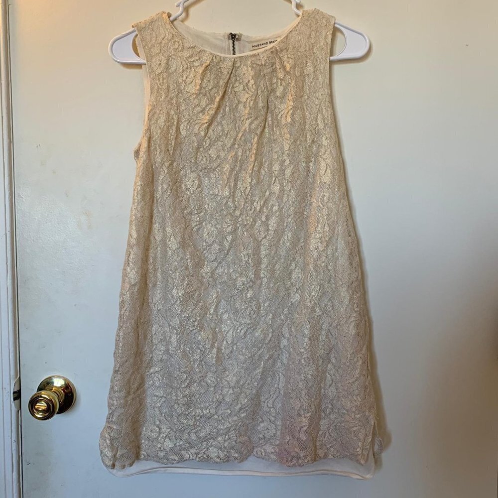 Mustard Seed  Lace Tank Top with gold tinge - S